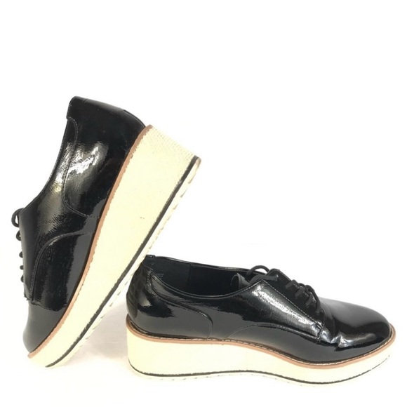 🌸3 for $30 Oxford Derby Lace Black Pattern leather off-white platform size 9 - Picture 6 of 11